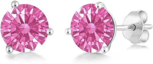 Miniatura 139 de Gem Stone King Aretes de oro de 14 quilates, 0.236 in, piedra natal redonda, Martini, 3 puntas, aretes de oro para mujer