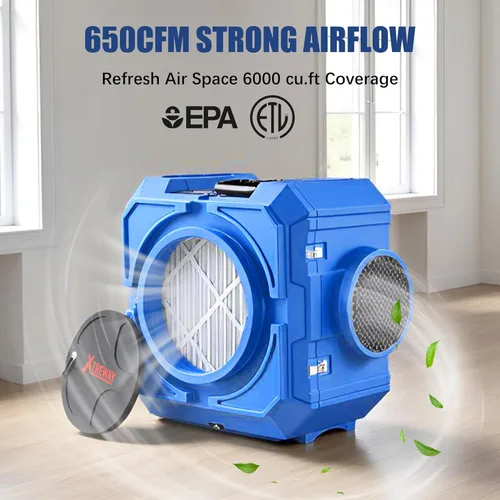 Miniatura 3 de Depurador de aire Hepa de 650CFM con filtración de 4 etapas, máquina de aire negativo, purificador de aire comercial apilable con filtros