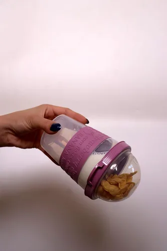 Miniatura 3 de Salda Paquete de 4 tazas de desayuno sobre la marcha, taza de yogur para llevar y llevar con cobertura de cereales con cuchara, frasco de avena