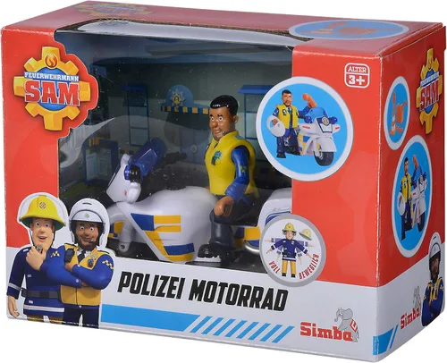 Miniatura 4 de Simba 109251092002 Fireman Sam Police Motorcycle Plus Articulado Malcolm Figura de acción le Pompier, multicolor