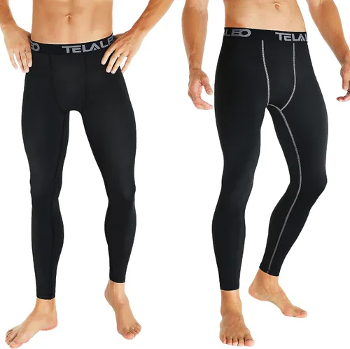 Miniatura 2 de TELALEO Paquete de 6, 5 o 4 pantalones de compresión para hombre, mallas deportivas, de rendimiento atlético, capa base, entrenamiento, correr