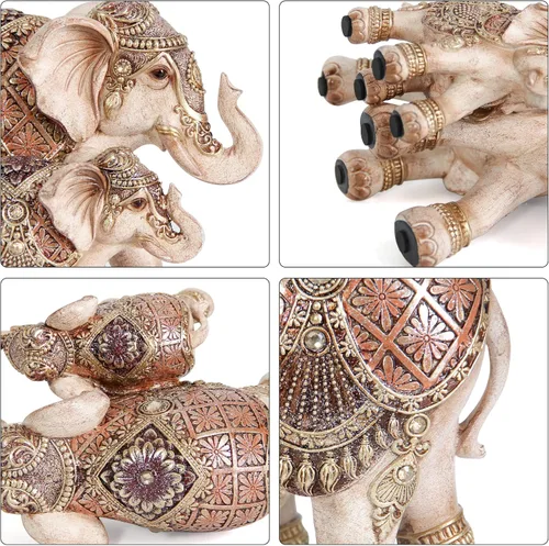 Miniatura 3 de Estatuas de elefante para decoración del hogar, decoración de elefante para mamá y bebé para sala de estar, estante, buena suerte, familia, figura
