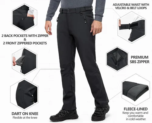 Miniatura 4 de 33,000ft Pantalones de esquí de invierno para hombre, con forro polar, cálidos, impermeables, aislados para snowboard, trabajo al aire libre