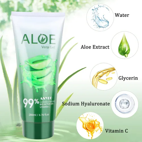 Miniatura 3 de Gel de aloe vera de 200 x 0.1 fl oz, 99% orgánico puro aloe vera hidratante facial y corporal, crema de aloe natural para piel seca, quemaduras