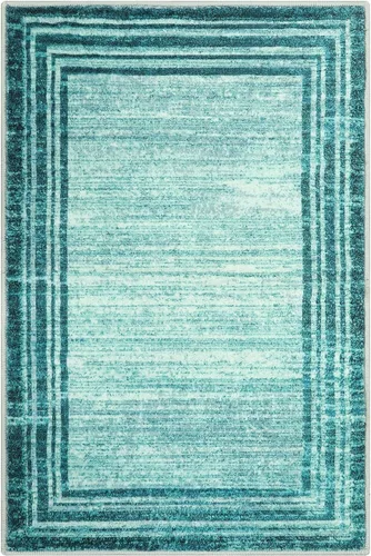 Miniatura 115 de Alfombra de pasillo moderna abstracta Lahome, alfombra lavable turquesa de 2 x 6 pulgadas para entrada, alfombra antideslizante de bajo pelo