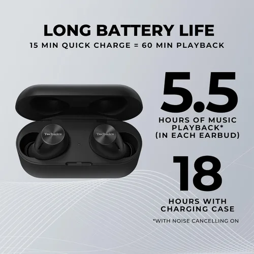 Miniatura 6 de Technics Auriculares Inalámbricos Bluetooth HiFi True Wireless Multipoint Earbuds II, Cancelación Activa de Ruido, Conectividad Multipunto de 3