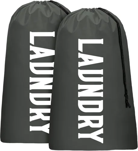 Miniatura 8 de Paquete de 2 bolsas de lavandería de viaje XL, organizador de ropa sucia lavable a máquina, lo suficientemente grande como para contener 4 cargas
