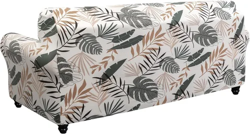 Miniatura 9 de SearchI - Funda de sofá elástica con estampado floral, 4 piezas, incluye 3 fundas de cojín independientes, protector lavable para muebles de sala