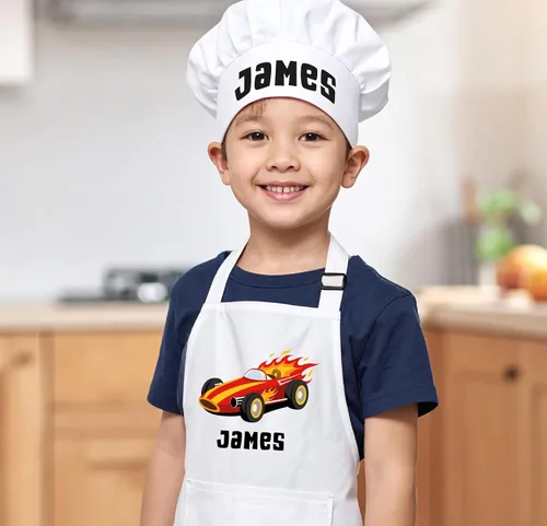 Miniatura 9 de Delantal con nombre personalizado para niños con sombrero de chef, delantal impermeable para cocinar, hornear, arte, pintura, regalo de cumpleaños