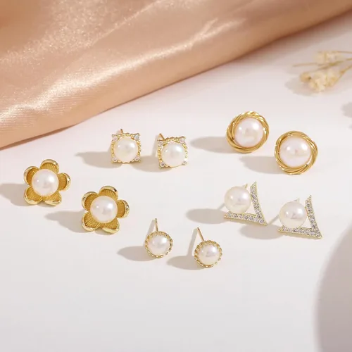 Miniatura 9 de Aretes de perlas para mujer, perlas redondas blancas, aretes de oro envueltos de alambre, joyería hecha a mano para mamá, amante y ella