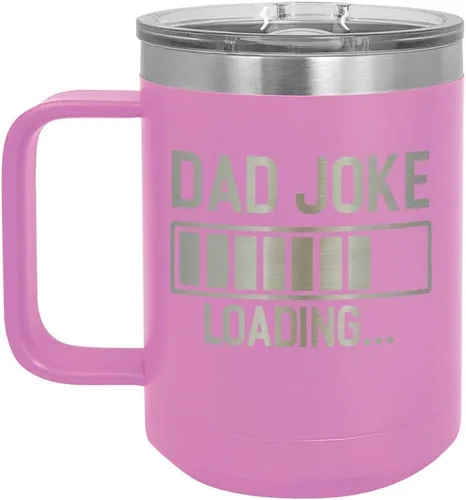 Miniatura 6 de DAD JOKE LOADING Taza de café roja de 15 oz con tapa deslizante Taza de café de viaje aislada Ideas de regalos del día del padre de hijo o hija