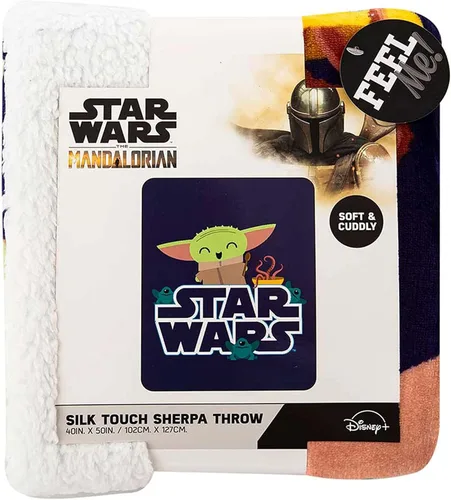 Miniatura 3 de Northwest Star Wars - The Mandalorian - Manta Sherpa con tacto de seda, 40 x 50 pulgadas, Snack is The Way