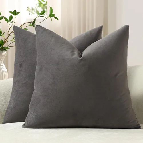 Miniatura 40 de Dezene - 2 fundas decorativas de terciopelo para almohada Hielo de vainilla