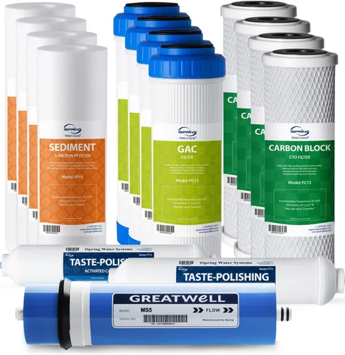 iSpring Juego de filtros de repuesto F15-500 para sistema RO sin tanque RCS5T 500 GPD, suministro de 2 años