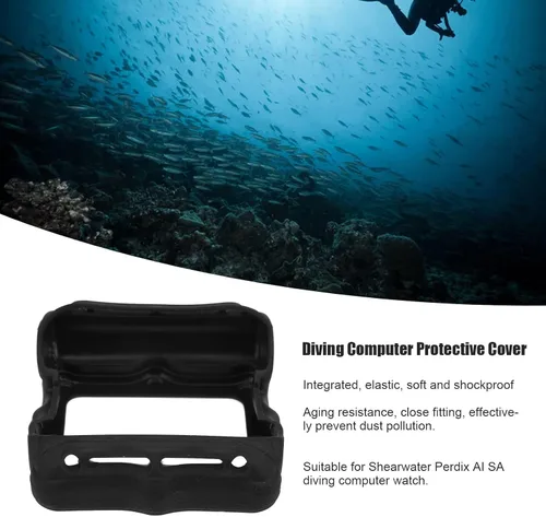 Miniatura 4 de Astibym Cubierta protectora de silicona de buceo, para Shearwater Perdix Ai Sa Reloj de computadora de buceo (negro)
