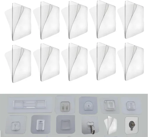 Miniatura 11 de 6 pares de almohadillas adhesivas de reemplazo montadas en la pared para organizador de cacharro de cocina y baño, gancho adhesivo sin uñas