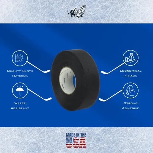Miniatura 3 de Paquete de 4 cintas de hockey – Cinta de tela resistente y multiusos para deportes, hockey sobre hielo y patinaje, cinta de bate de béisbol
