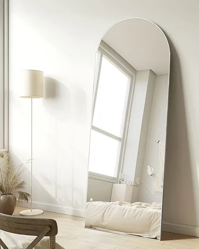 Miniatura 2 de Espejo Arqueado de Longitud Completa de 65''x22'' con Soporte, Espejo de Cuerpo Completo de Longitud Completa de Pie Independiente, Espejos