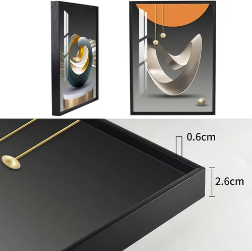 Miniatura 4 de MPLONG Arte de Pared Enmarcado de Estilo Brillante - Patrón de Forma Moderna Abstracta en Blanco, Azul, Amarillo, Gris - Que Combina Artísticamente