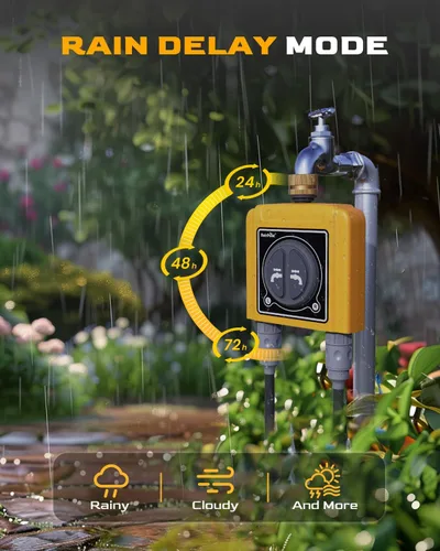 Miniatura 7 de RAINPOINT Temporizador de agua WiFi con entrada de latón, temporizador de rociador de 2 salidas, controlador automático del sistema de riego