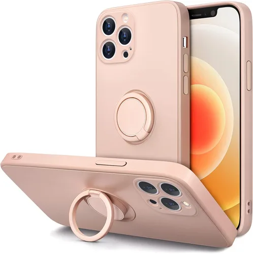 Miniatura 8 de Hython Funda para iPhone 12 Pro Max con Soporte de Anillo [Soporte Magnético Giratório de 360°] [Forro de Microfibra Suave] Borde Chapado en Oro