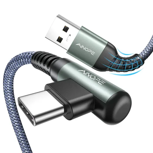 Miniatura 24 de AINOPE Cable USB a USB C [2 unidades, 6.6 pies] 3.1A tipo C cargador de carga rápida, cable USB C en ángulo recto para iPhone 17 Carplay, Galaxy Gris