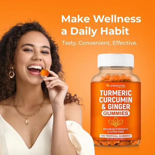 Miniatura 2 de Gomitas de cúrcuma para adultos y niños Max Strength Anti Inflamatoria Cúrcuma y Gomas de jengibre Suplemento Vegano orgánico Natural Cúrcuma