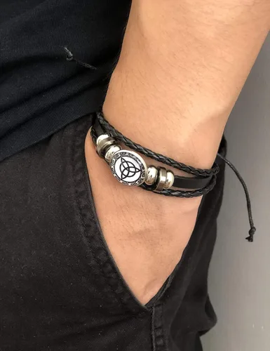 Miniatura 4 de Trinity - Pulsera trenzada con nudo celta y cuerdas hecha a mano triquetra estilo vikingo estilo étnico ajustable unisex