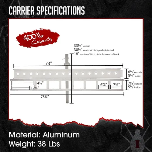 Miniatura 2 de Black Widow Portamotocicleta con enganche y rampa extra larga de 6 pies, aluminio ligero, capacidad de 400 lb. Incluye anti-traqueteo. Compatible
