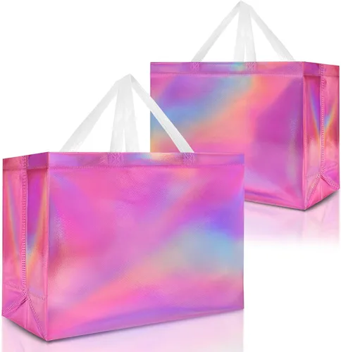 Miniatura 14 de Nush Nush Bolsas de regalo negras y doradas de tamaño mediano, juego de 12 bolsas de regalo reutilizables con asa