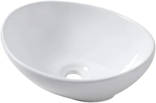 Lordear Fregadero ovalado de 16 x 13 pulgadas, fregadero de baño con forma de huevo moderna sobre mostrador, lavabo de cerámica de porcelana blanca