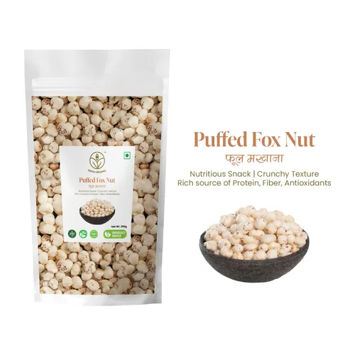 Miniatura 4 de Shiva Organic Raw Phool Makhana de 8.81 onzas, (8.82 oz) – Nueces de zorro de origen indio crujientes y semillas de loto reventadas Bolsa