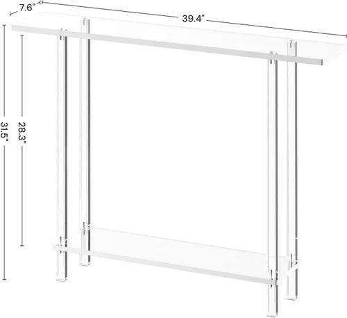 Miniatura 3 de Mesa consola estrecha de acrílico para entrada, 7.6 pulgadas de profundidad x 39.4 pulgadas de ancho x 31.5 pulgadas de alto, patas cuadradas, mesa