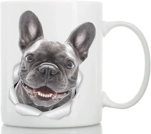Miniatura 13 de Taza negra de bulldog francés – Taza de café divertida de cerámica – Regalo perfecto de bulldog francés – Bonita taza de café novedosa – Gran