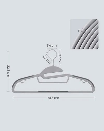 Miniatura 6 de SONGMICS UCRP41G-50 - Paquete de 50 percheros de plástico resistente, apertura en forma de S, ahorro de espacio, gancho giratorio de 360º, 16.3