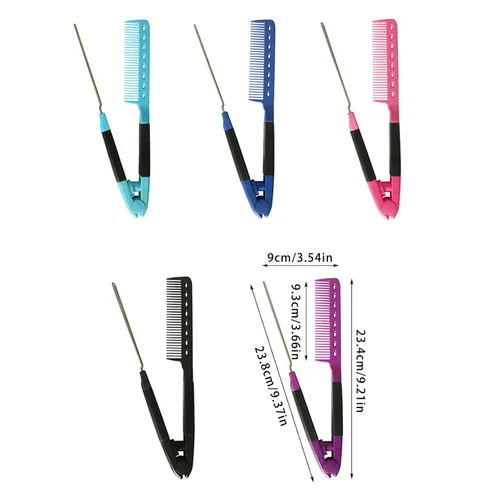 Miniatura 3 de Peine para enderezar el cabello con forma de V Peines rectos Peine de separación de moda para mujeres Uso rápido