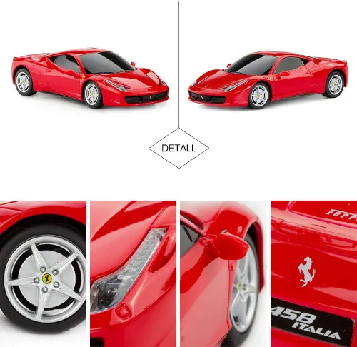 Miniatura 5 de RASTAR Coche de control remoto Ferrari, escala 1/24 Ferrari 458 Italia, coche de juguete Ferrari rojo