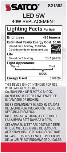 Miniatura 6 de Satco 6Pk 5w ST19 LED 4000K base media regulable - 40 W equiv