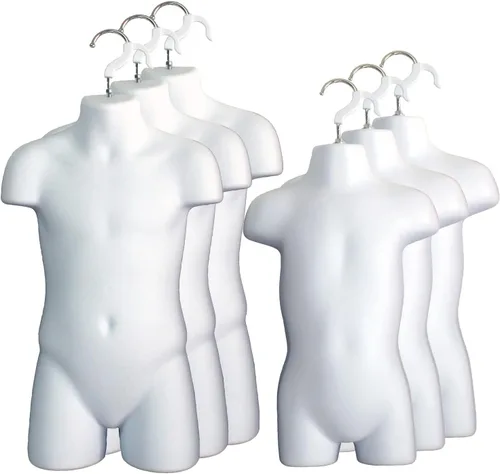 Miniatura 15 de Maniquí de inyección de plástico para torso y gancho para colgar en forma de torso para niños pequeños y niños (color negro, juego de 1)