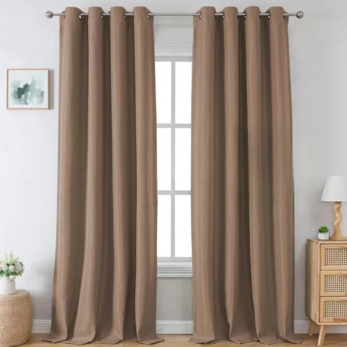 Miniatura 18 de H.VERSAILTEX Cortinas Opacas de Lino de 45 Pulgadas de Largo para Dormitorio/Sala de Estar con Aislamiento Térmico con Ojales, Cortinas con Textura