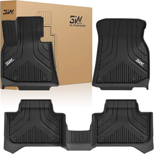Miniatura 10 de 3W - Alfombrillas de piso para automóvil, para todo tipo de clima, de elastómero termoplástico (TPE), juego completo para 1ª y 2ª filas, color negro