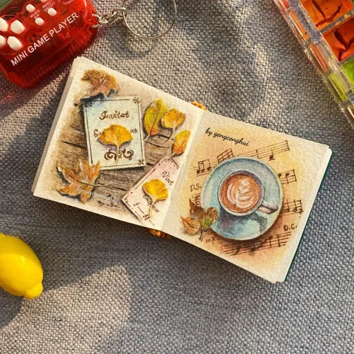 Miniatura 8 de Cuaderno de dibujo de acuarela portátil, papel de acuarela de grano fino de 10.58 ozm, cuaderno de dibujo de viaje, cuaderno de bocetos