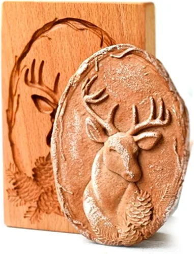 Miniatura 8 de Molde de madera tallada para galletas, cortador de galletas de jengibre, moldes para sellos de galletas para Springerle, tragacanto, mazapán
