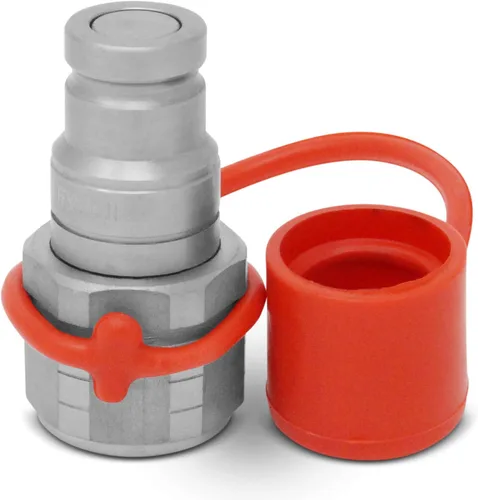 Miniatura 4 de Summit Hydraulics Juego de acoplador hidráulico de conexión rápida de cara plana de 3/8 pulgadas con tapas antipolvo, rosca NPT de 3/8