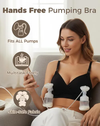 Miniatura 2 de Brasier de extracción manos libres, brasier de lactancia ajustable para lactancia, brasier cómodo con cuello en V que se adapta a todos