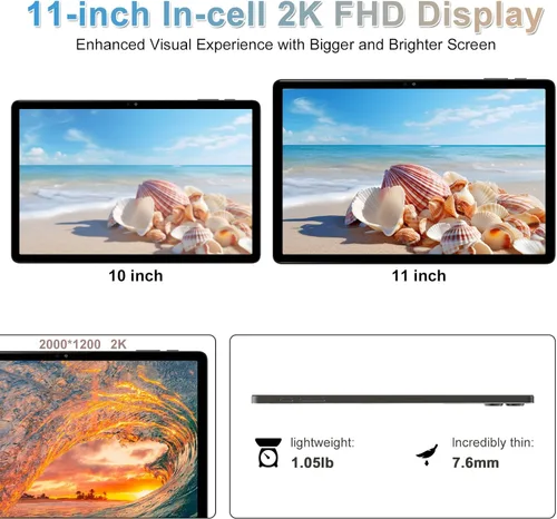Miniatura 5 de Tablet Android de 11 pulgadas, 18 GB de RAM, 128 GB de ROM, expansión de 1 TB, pantalla 2K, T616 Octa-Core, WiFi 5G, cámara de 13 MP+5 MP+5 MP
