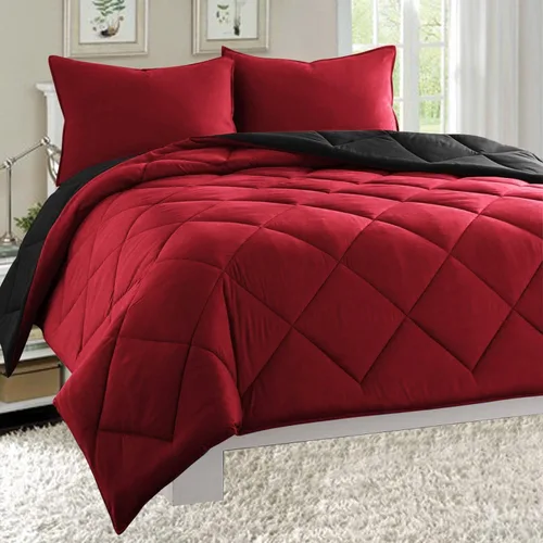 Miniatura 4 de Juego de edredón para todas las estaciones Elegant Comfort, reversible, alternativo al plumón, ligero, de 3 piezas, Microfibra, Naranja/ chocolate