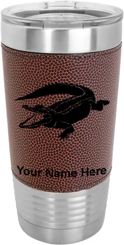 Miniatura 13 de LaserGram Vaso aislado al vacío de 20 onzas, cocodrilo, grabado personalizado incluido (piel sintética, estilo béisbol)