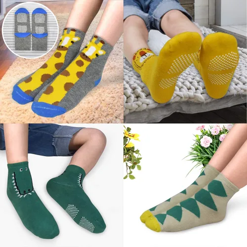 Miniatura 5 de HYCLES Calcetines para niños pequeños con agarre antideslizante 12 pares de calcetines adhesivos de algodón para bebés y niños 1-33-55-7T para niños