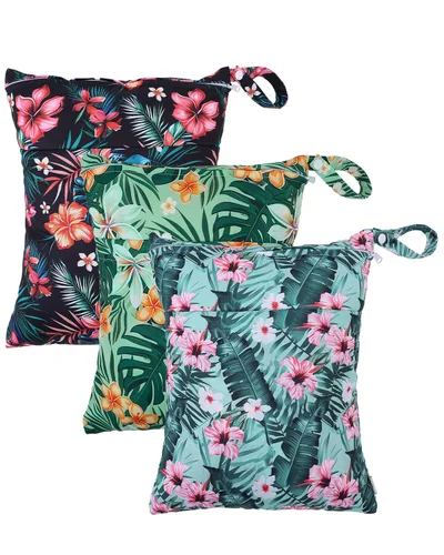 Miniatura 29 de babygoal Bolsas para artículos húmedos y secos, paquete de 3, bolsas de viaje reutilizables impermeables para trajes de baño, pañales de tela